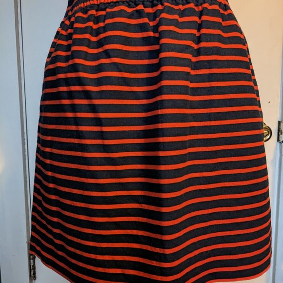 J Crew Cotton  Linen Navy and Orange Striped Skirt - Picture 9 of 10